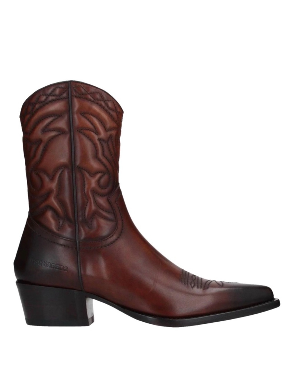 DSQUARED2 Brown Leather Western Mid-Calf Boots